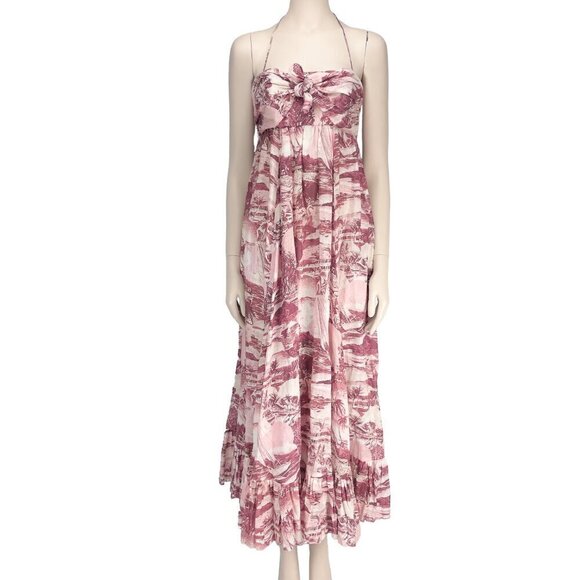 ZIMMERMANN 1250$ Kali Linen Hawaiian Floral Pink & White Maxi Summer Dress 6 - Picture 5 of 14